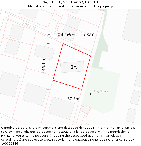 3A, THE LEE, NORTHWOOD, HA6 3HT: Plot and title map