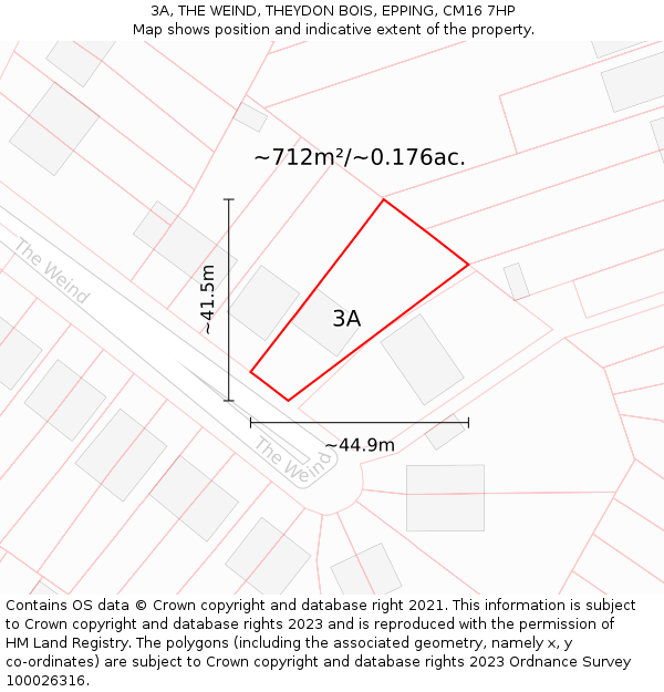 3A, THE WEIND, THEYDON BOIS, EPPING, CM16 7HP: Plot and title map