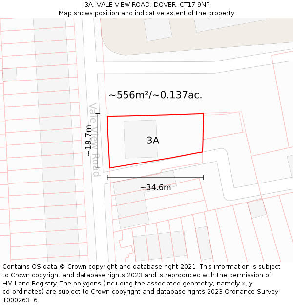 3A, VALE VIEW ROAD, DOVER, CT17 9NP: Plot and title map