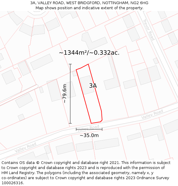 3A, VALLEY ROAD, WEST BRIDGFORD, NOTTINGHAM, NG2 6HG: Plot and title map