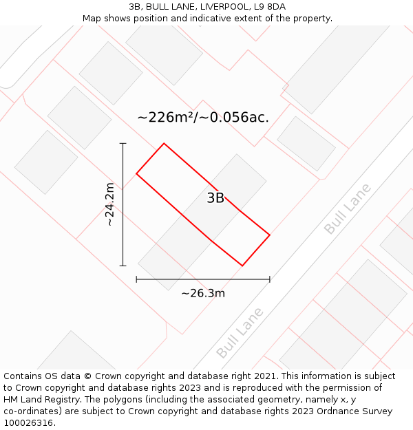 3B, BULL LANE, LIVERPOOL, L9 8DA: Plot and title map