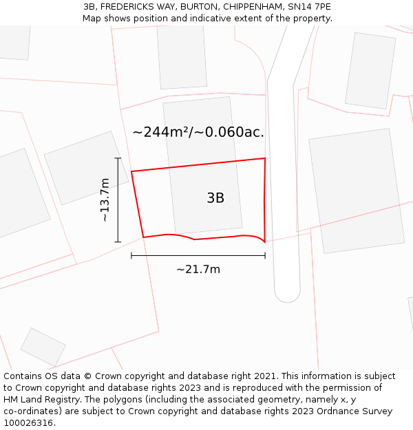 3B, FREDERICKS WAY, BURTON, CHIPPENHAM, SN14 7PE: Plot and title map