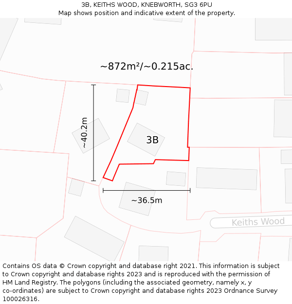 3B, KEITHS WOOD, KNEBWORTH, SG3 6PU: Plot and title map