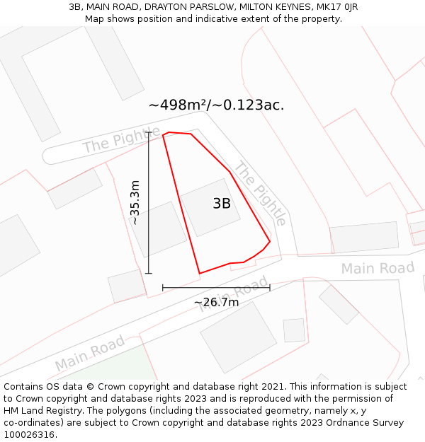 3B, MAIN ROAD, DRAYTON PARSLOW, MILTON KEYNES, MK17 0JR: Plot and title map