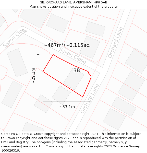 3B, ORCHARD LANE, AMERSHAM, HP6 5AB: Plot and title map