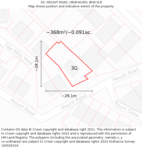 3G, MOUNT ROAD, NEWHAVEN, BN9 0LR: Plot and title map