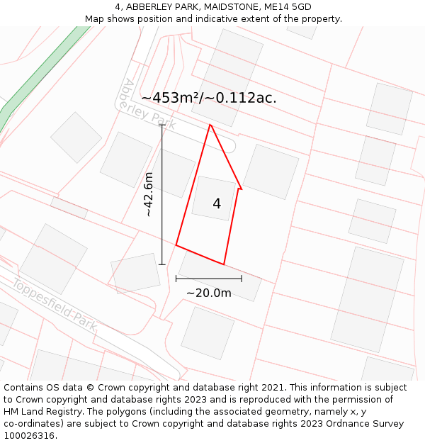 4, ABBERLEY PARK, MAIDSTONE, ME14 5GD: Plot and title map