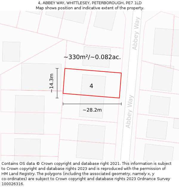 4, ABBEY WAY, WHITTLESEY, PETERBOROUGH, PE7 1LD: Plot and title map