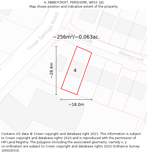 4, ABBEYCROFT, PERSHORE, WR10 1JQ: Plot and title map