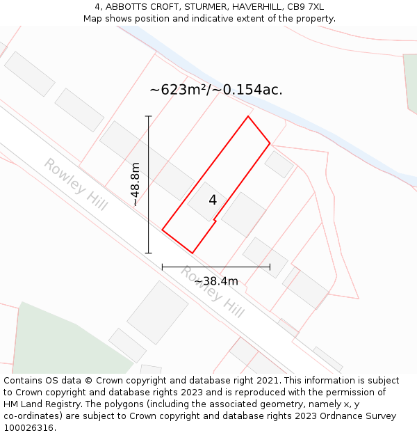 4, ABBOTTS CROFT, STURMER, HAVERHILL, CB9 7XL: Plot and title map