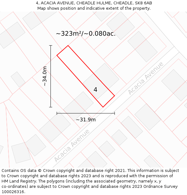 4, ACACIA AVENUE, CHEADLE HULME, CHEADLE, SK8 6AB: Plot and title map