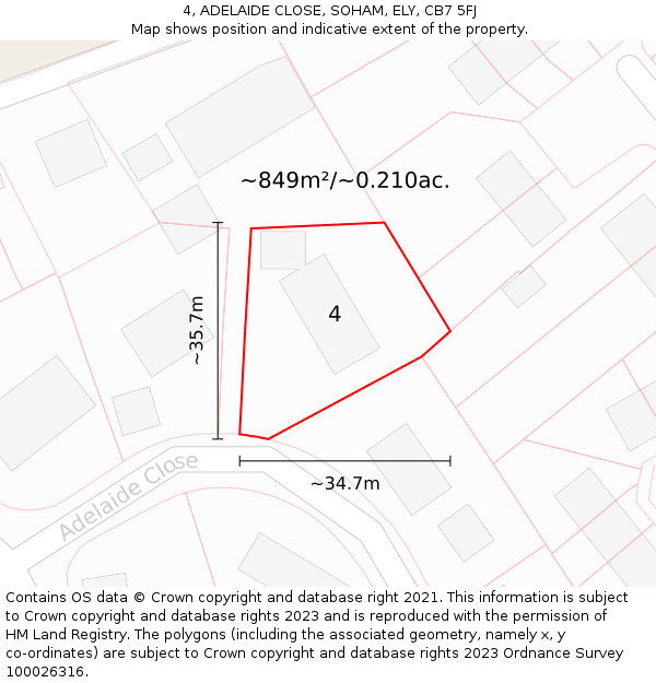 4, ADELAIDE CLOSE, SOHAM, ELY, CB7 5FJ: Plot and title map