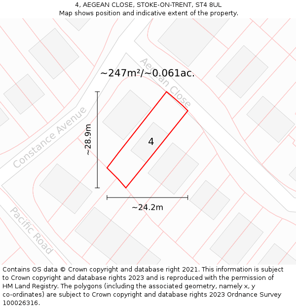 4, AEGEAN CLOSE, STOKE-ON-TRENT, ST4 8UL: Plot and title map