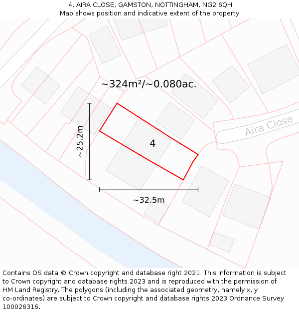 4, AIRA CLOSE, GAMSTON, NOTTINGHAM, NG2 6QH: Plot and title map