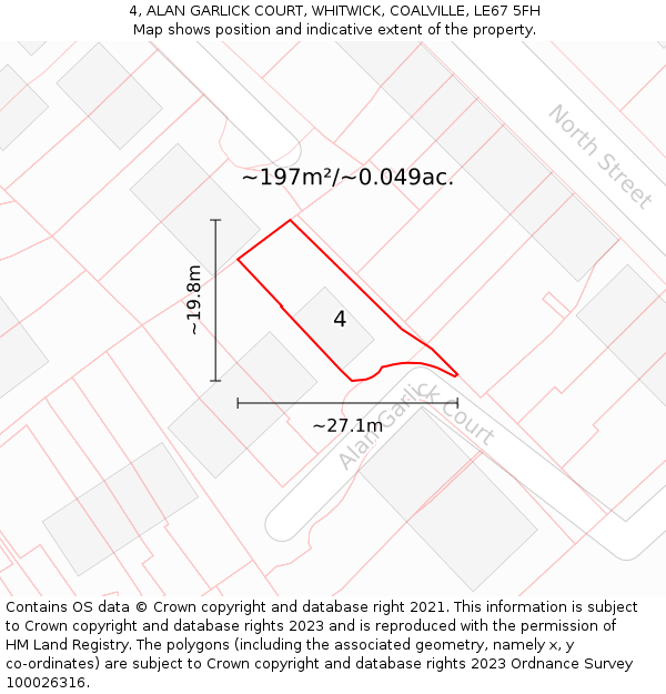 4, ALAN GARLICK COURT, WHITWICK, COALVILLE, LE67 5FH: Plot and title map