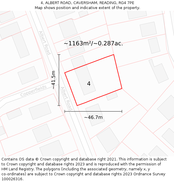 4, ALBERT ROAD, CAVERSHAM, READING, RG4 7PE: Plot and title map