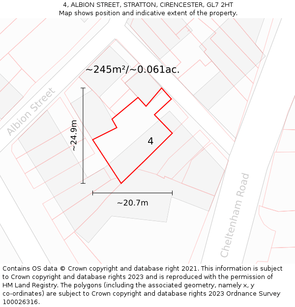 4, ALBION STREET, STRATTON, CIRENCESTER, GL7 2HT: Plot and title map