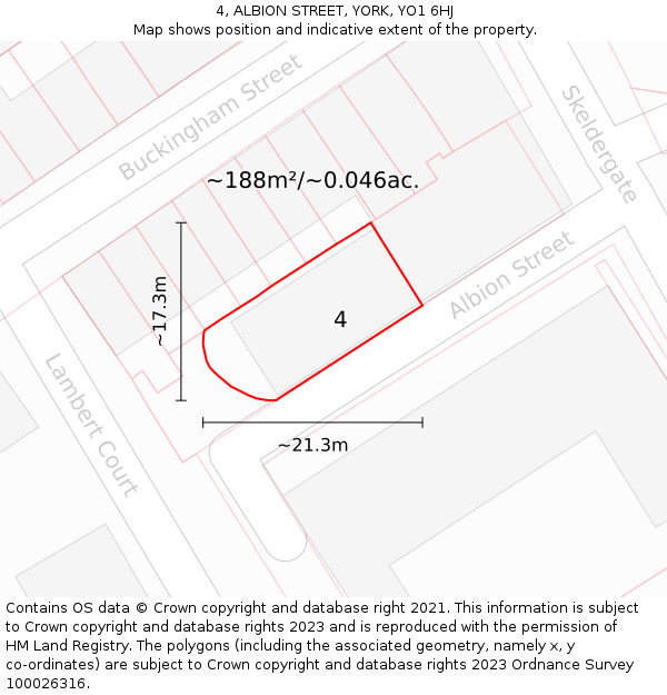 4, ALBION STREET, YORK, YO1 6HJ: Plot and title map