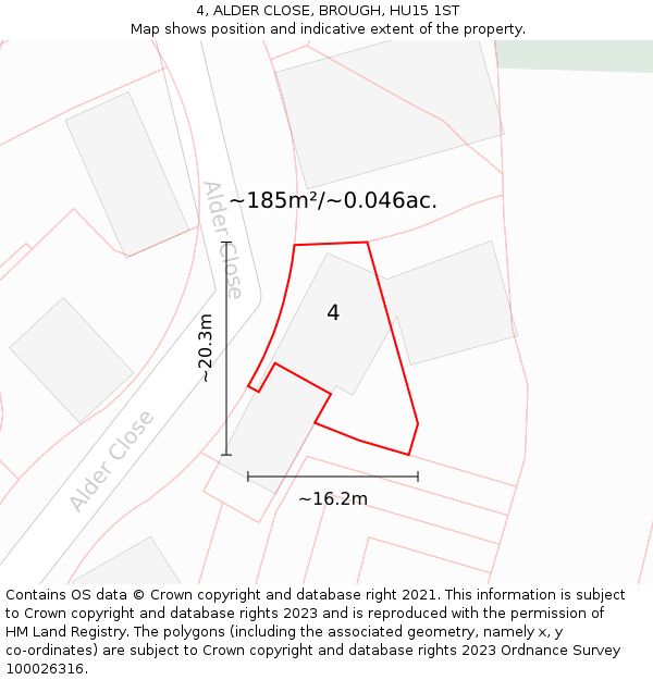 4, ALDER CLOSE, BROUGH, HU15 1ST: Plot and title map