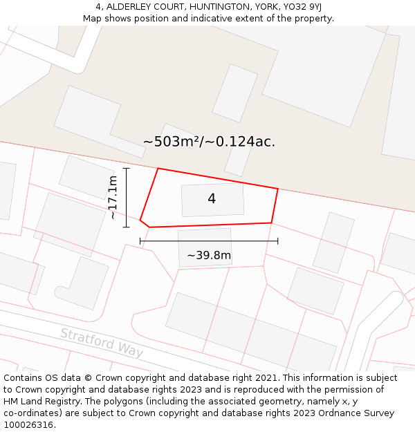 4, ALDERLEY COURT, HUNTINGTON, YORK, YO32 9YJ: Plot and title map