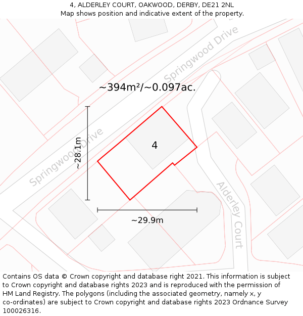 4, ALDERLEY COURT, OAKWOOD, DERBY, DE21 2NL: Plot and title map