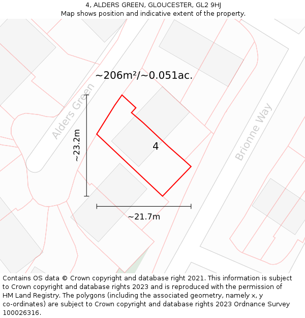 4, ALDERS GREEN, GLOUCESTER, GL2 9HJ: Plot and title map