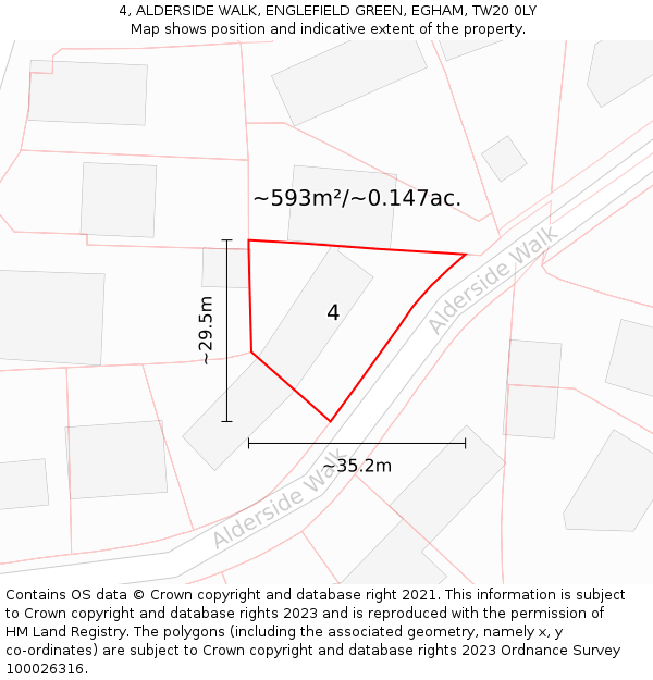 4, ALDERSIDE WALK, ENGLEFIELD GREEN, EGHAM, TW20 0LY: Plot and title map