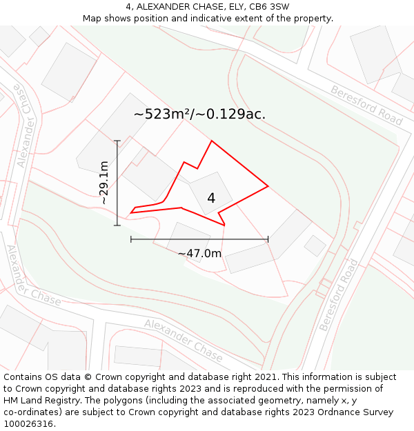 4, ALEXANDER CHASE, ELY, CB6 3SW: Plot and title map