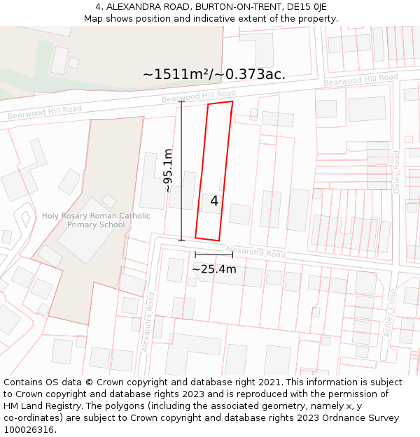 4, ALEXANDRA ROAD, BURTON-ON-TRENT, DE15 0JE: Plot and title map