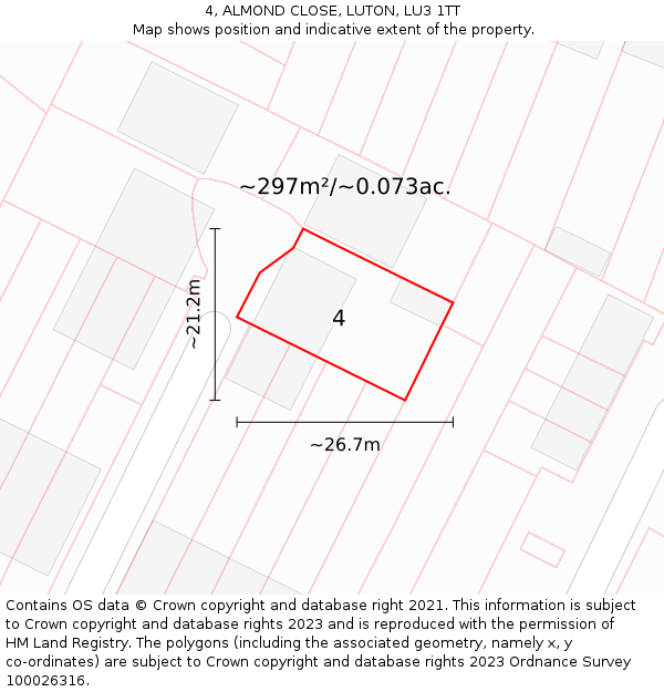 4, ALMOND CLOSE, LUTON, LU3 1TT: Plot and title map