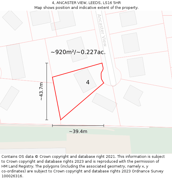 4, ANCASTER VIEW, LEEDS, LS16 5HR: Plot and title map