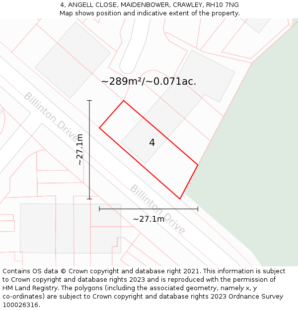 4, ANGELL CLOSE, MAIDENBOWER, CRAWLEY, RH10 7NG: Plot and title map