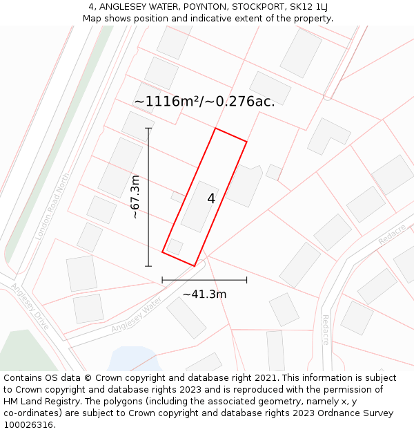 4, ANGLESEY WATER, POYNTON, STOCKPORT, SK12 1LJ: Plot and title map