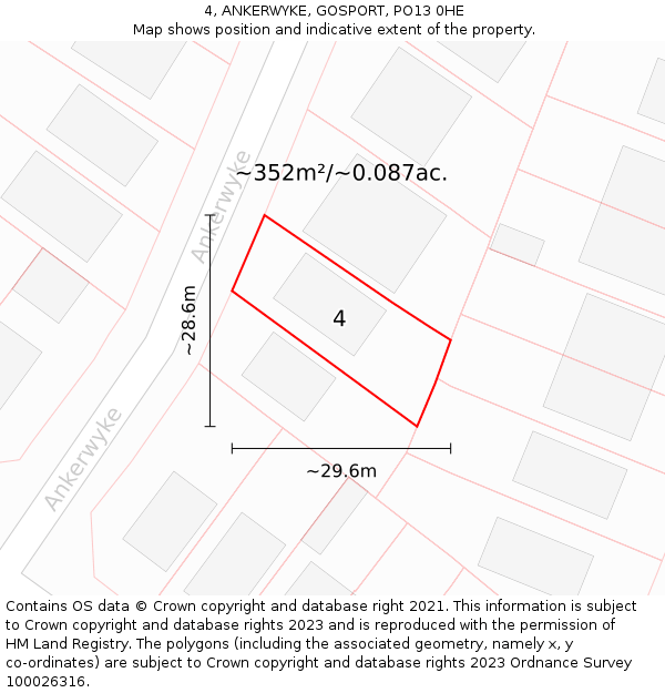 4, ANKERWYKE, GOSPORT, PO13 0HE: Plot and title map