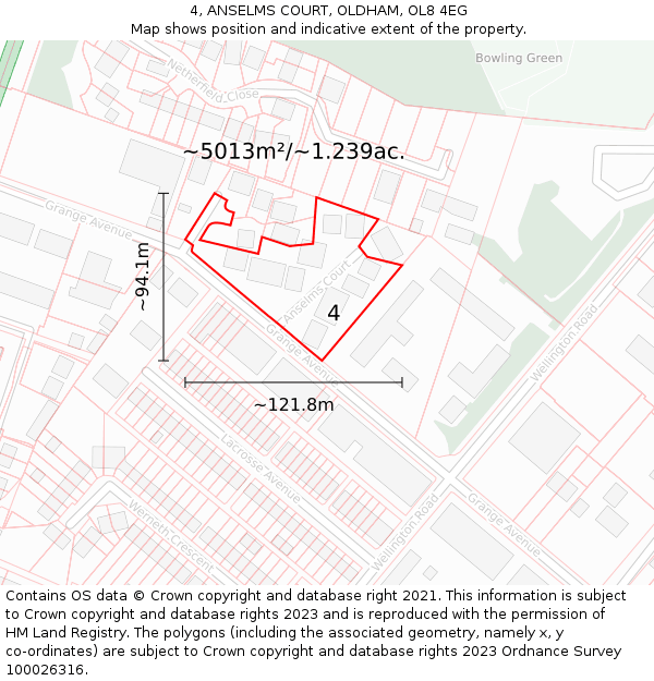 4, ANSELMS COURT, OLDHAM, OL8 4EG: Plot and title map