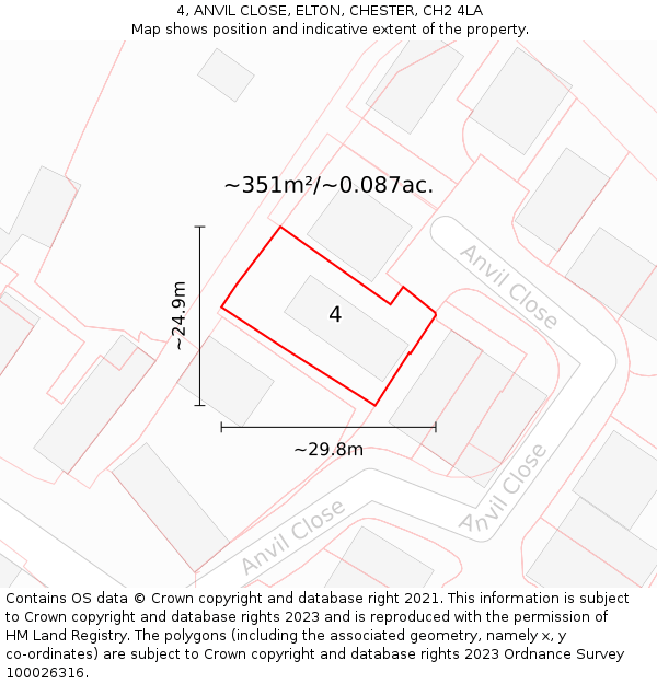 4, ANVIL CLOSE, ELTON, CHESTER, CH2 4LA: Plot and title map