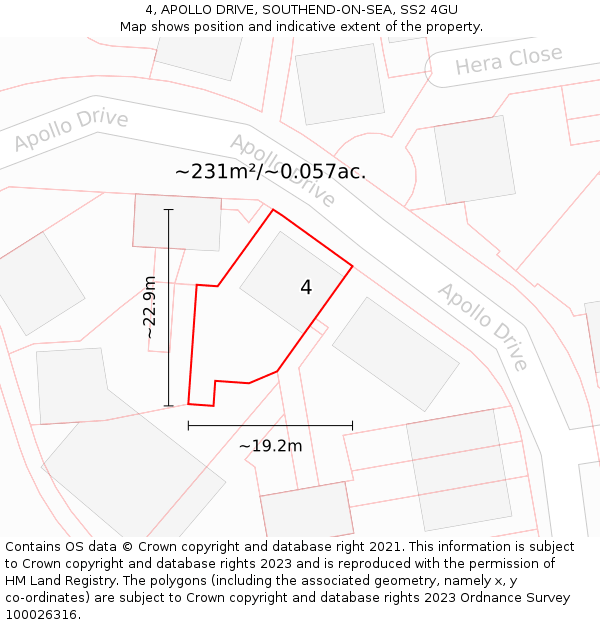 4, APOLLO DRIVE, SOUTHEND-ON-SEA, SS2 4GU: Plot and title map