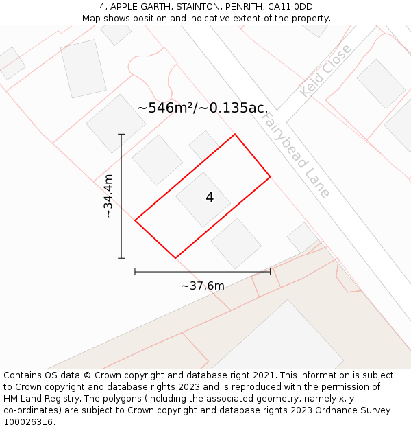 4, APPLE GARTH, STAINTON, PENRITH, CA11 0DD: Plot and title map