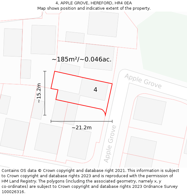 4, APPLE GROVE, HEREFORD, HR4 0EA: Plot and title map