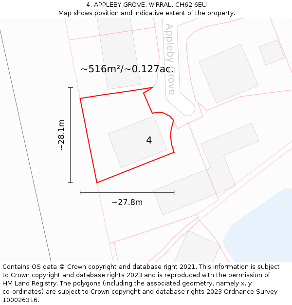 4, APPLEBY GROVE, WIRRAL, CH62 6EU: Plot and title map