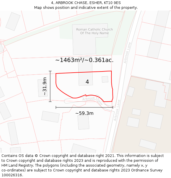 4, ARBROOK CHASE, ESHER, KT10 9ES: Plot and title map