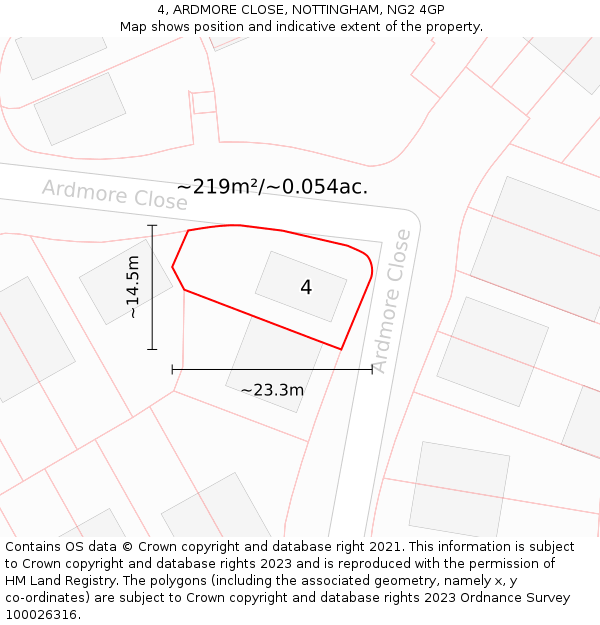 4, ARDMORE CLOSE, NOTTINGHAM, NG2 4GP: Plot and title map