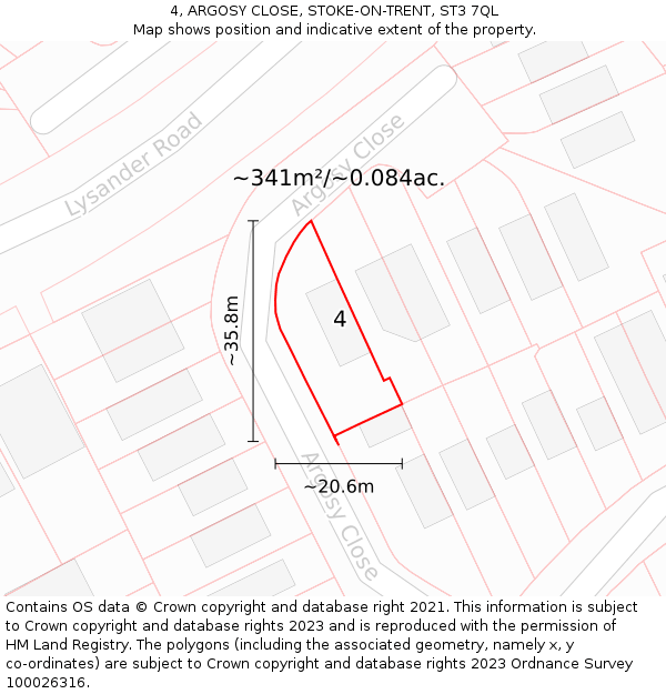 4, ARGOSY CLOSE, STOKE-ON-TRENT, ST3 7QL: Plot and title map