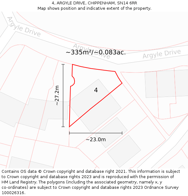 4, ARGYLE DRIVE, CHIPPENHAM, SN14 6RR: Plot and title map