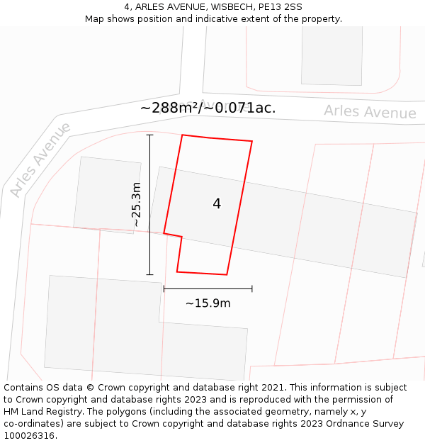 4, ARLES AVENUE, WISBECH, PE13 2SS: Plot and title map
