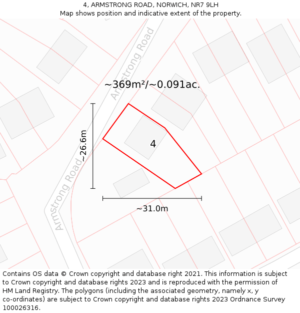 4, ARMSTRONG ROAD, NORWICH, NR7 9LH: Plot and title map