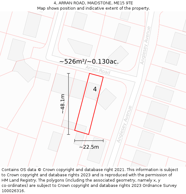 4, ARRAN ROAD, MAIDSTONE, ME15 9TE: Plot and title map