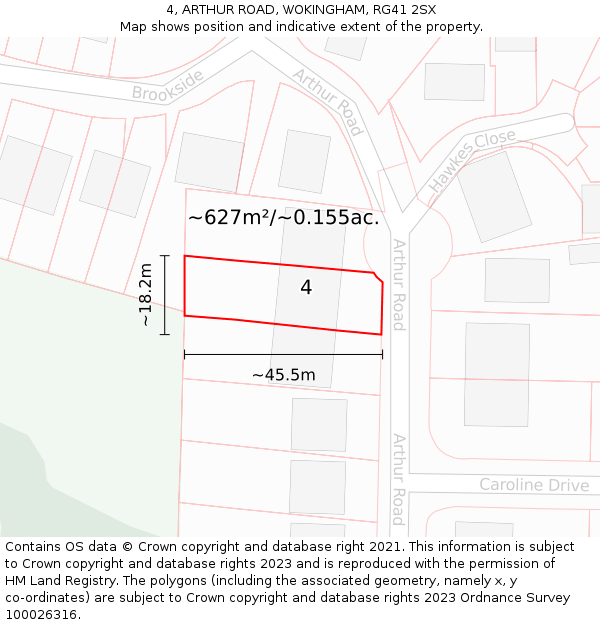 4, ARTHUR ROAD, WOKINGHAM, RG41 2SX: Plot and title map