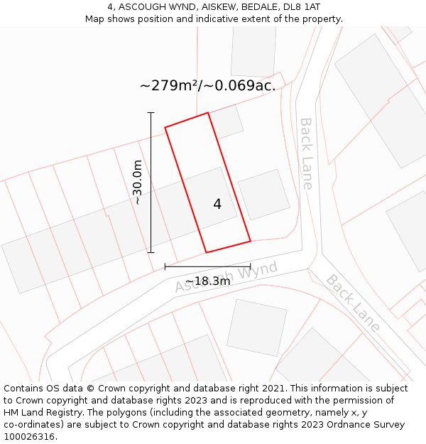 4, ASCOUGH WYND, AISKEW, BEDALE, DL8 1AT: Plot and title map