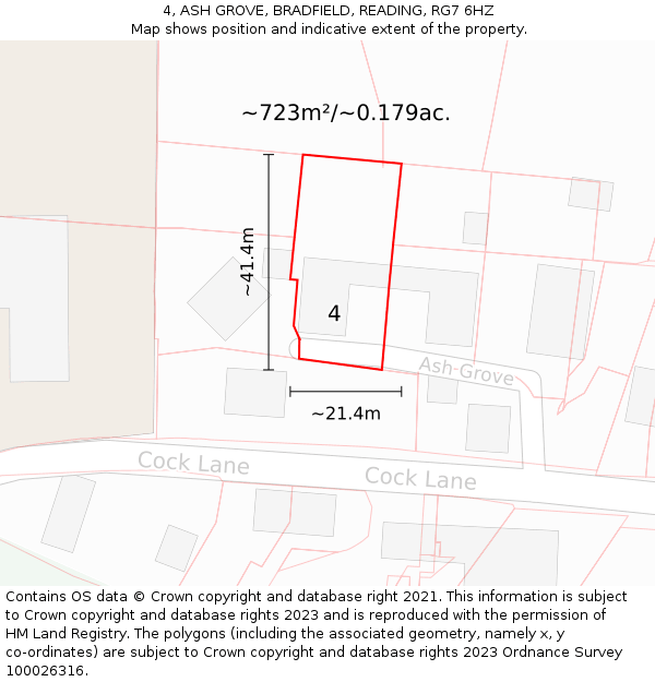 4, ASH GROVE, BRADFIELD, READING, RG7 6HZ: Plot and title map